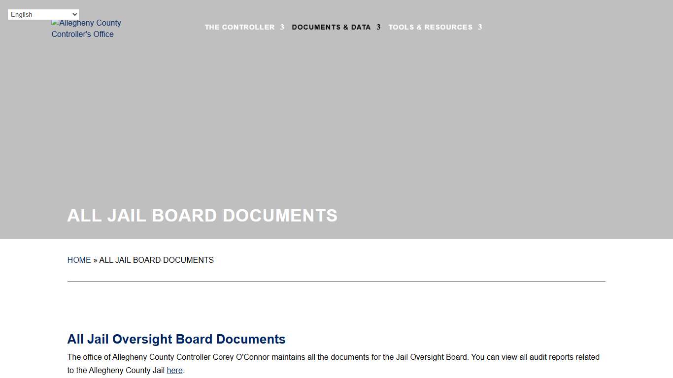 All Jail Board Documents - Allegheny County Controller's Office