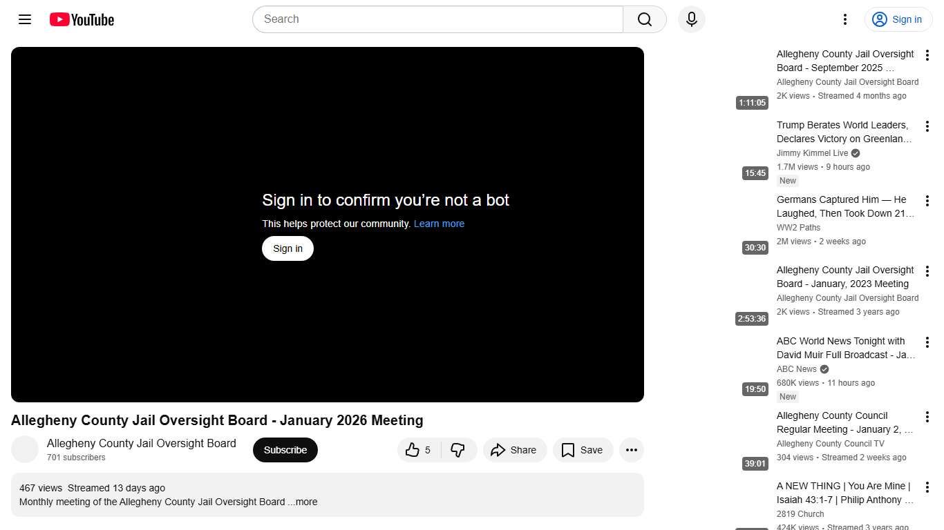 Allegheny County Jail Oversight Board - January 2026 Meeting - YouTube